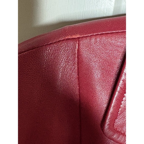 VTG Siena Red Leather Jacket Womens 16 Blazer Lined Soft Genuine Leather Coat - Picture 10 of 10